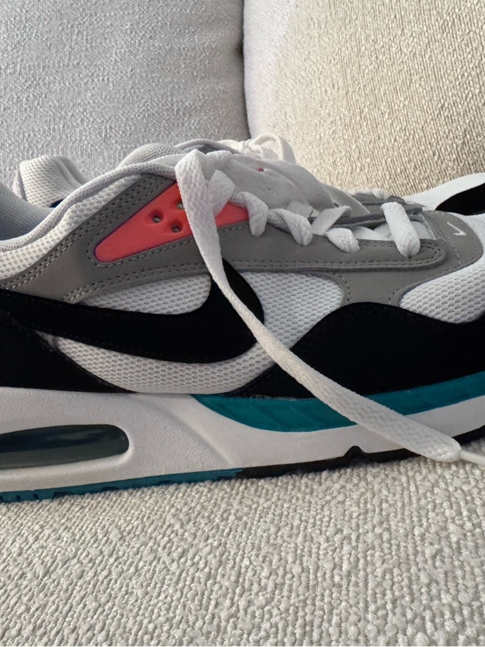 Nike Women’s Air Max Correlate Sneakers in White/New Green/Bright Mango/Black - Picture 4 of 8